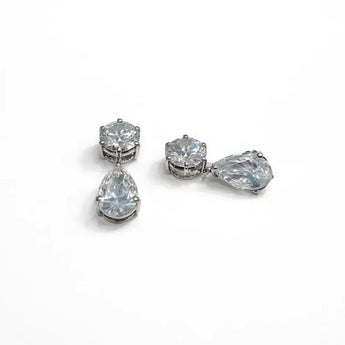 Classic Round and Pear Cut Diamond Drop Earrings