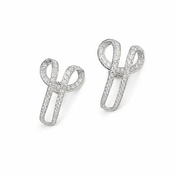 Modern Abstract Infinity Loop Diamond Earrings