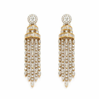 Diamond Tassel Earrings in Rose Gold | Luxury Party Wear