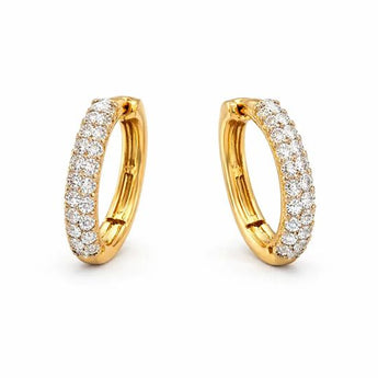 Luxury Full-Pav茅 Diamond Hoop Earrings in 14KT White Gold