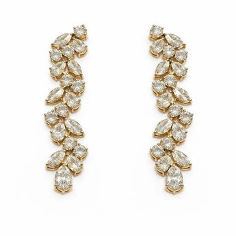 Luxury Multi-Stone Diamond Floral Vine Dangle Earrings