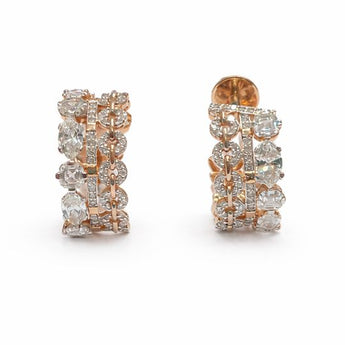 Multi-Row Gold Pavé Diamond Stud Earrings