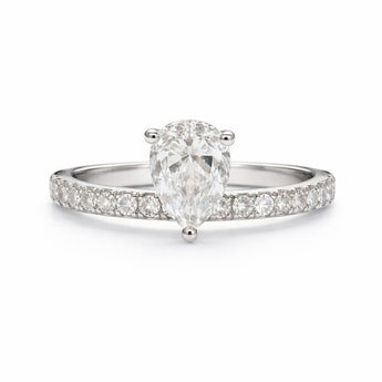 1.34 CT Pear Diamond Ring with Pave Diamond Band