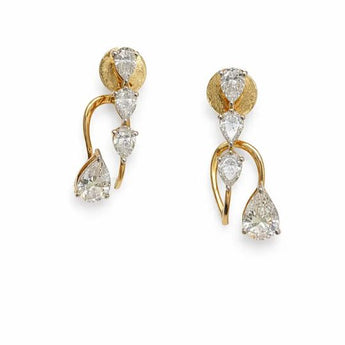 Pear-Cut Diamond Dangle Drop Earrings in 14K Gold (3.42g)
