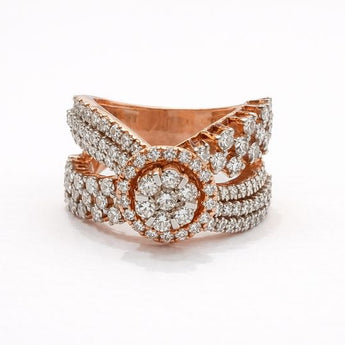 Rose Gold Plated Diamond Cluster Cocktail Ring for Women