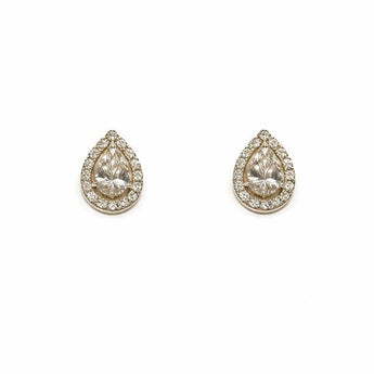 Classic Pear-Shaped Diamond Halo Stud Earrings