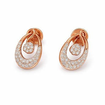 Contemporary Interlocking Oval Diamond Stud Earrings