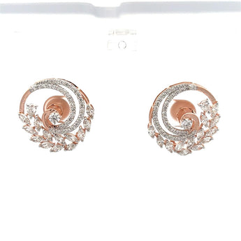 Exquisite Rose Gold Spiral Marquise Diamond Cluster Earrings