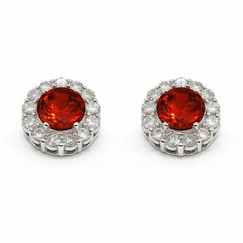 Classic Red Colorstone Dimaond Halo Studs