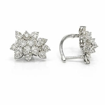 Exquisite 4.10 Ct Diamond Floral Cluster Statement Earrings