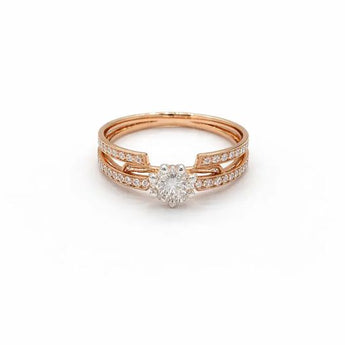 1 Carat Diamond Solitaire with Double-Row Pave Rose Gold Band