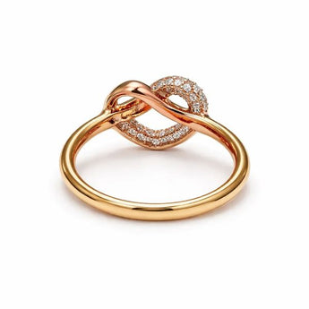 Rose Gold Interlocking Heart Diamond Ring with Pavé Accents