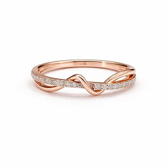 Elegant Diamond Wave Band Ring in Gold