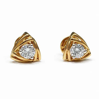 Halo Style Gold Diamond Earrings
