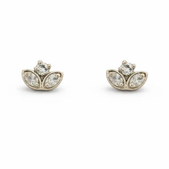 14K Dual-Tone Gold Floral Diamond Studs (0.30 Cts)