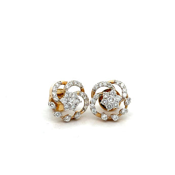 Rose Gold Diamond Cluster Studs - Delicate Flower Pattern Earrings