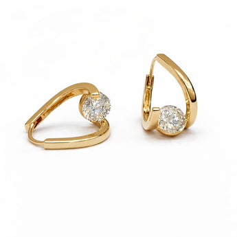 Minimal Diamond Hanging Hoop Earrings