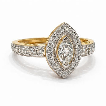 1.17 Carat Marquise Cut Diamond Ring with Pavé Halo