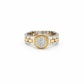 0.45 Carat Round Diamond Halo Ring in Two-Tone Gold