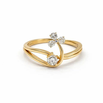 Floral Crossover Ring - Solid Yellow Gold