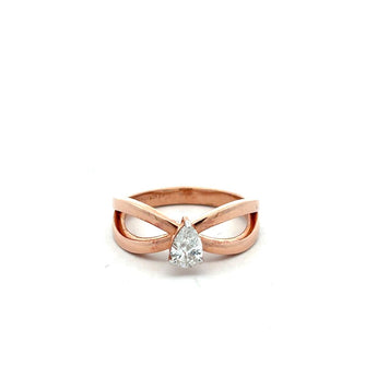 Rose Gold Pear Cut Diamond Solitaire Ring for Women