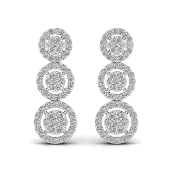 Buy 3 Steps Round Cut Diamond Dangler Earring from Ivana Jewels Best lab grown diamond jewellery brand