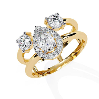 Buy Pear and Round Stone Casual Diamond Ring at Ivana Jewels Best lab grown diamond jewellery brand