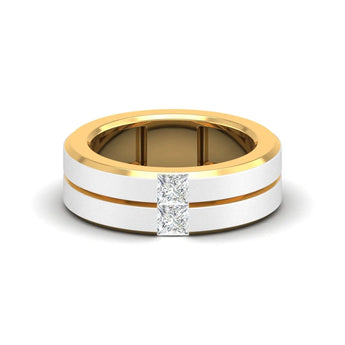 0.60 Carat Princess Cut Diamond Two-Tone Gold Men's Band - Best Lab Grown Diamond.