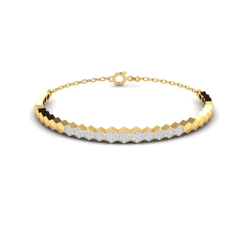 0.44 Carat Diamond Gold Hexagon Bangle - Best Lab Grown Diamond.