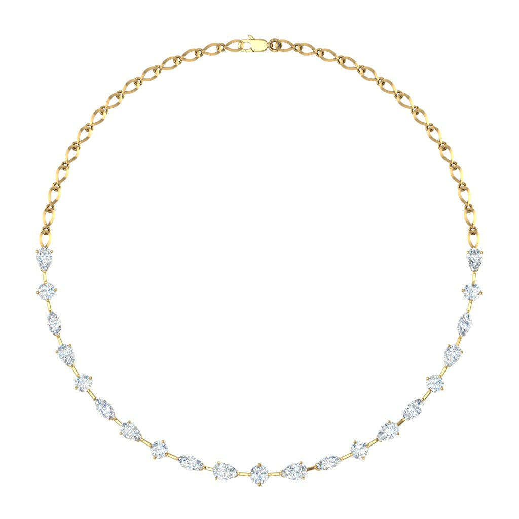 Centre Solitaire Round & Mixed Fancy Shape Diamonds Necklace