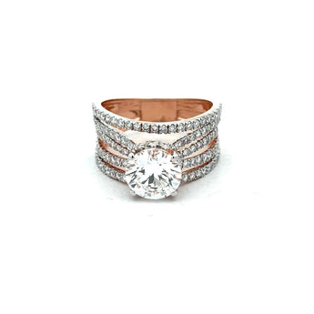 2 Carat Diamond Ring with Multi-Row PavÃ© Band Design