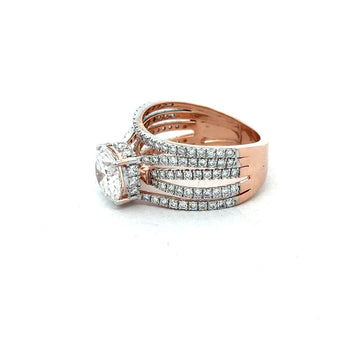 2.8 Carat Diamond Ring with Multi-Row Pavé Band Design