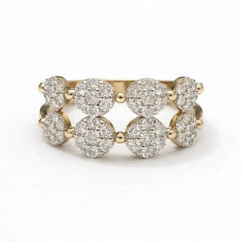 All-Over Floral Diamond Gold Ring for Women