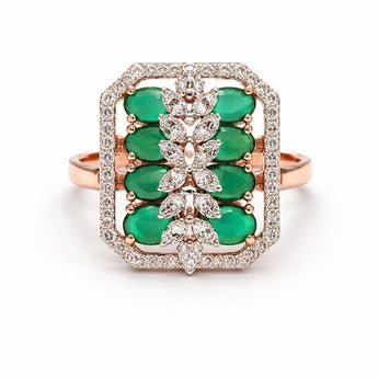 1.035 Carat Emerald and Diamond Rectangular Statement Ring