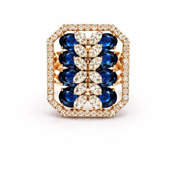 1.39 Carat Lab-Grown Diamond Blue Stone Statement Ring