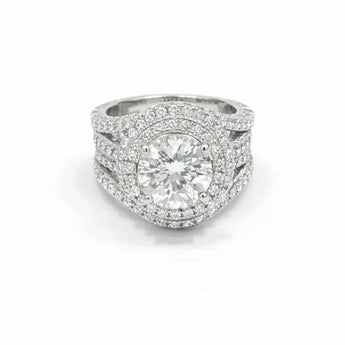 5.77 Carat Lab-Grown Diamond Double Halo Statement Ring