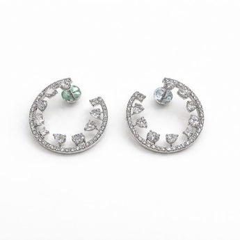 Open Circle Diamond Floating Charm Earrings