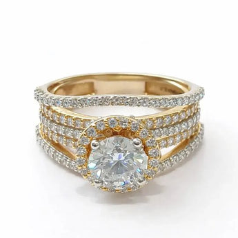Modern 3 Carat Round Diamond Bypass Halo Engagement Ring
