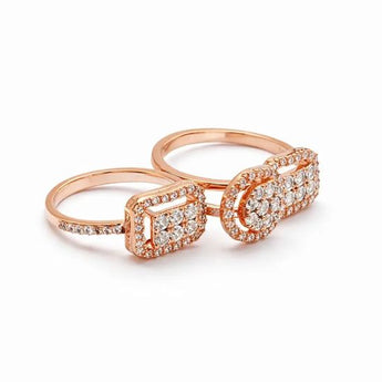 1.34 Carat Three-Stone Diamond Ring with Square and Circle Motifs