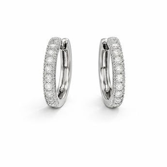 Classic Micro-Pave Diamond Small Hoop Earrings in White Gold
