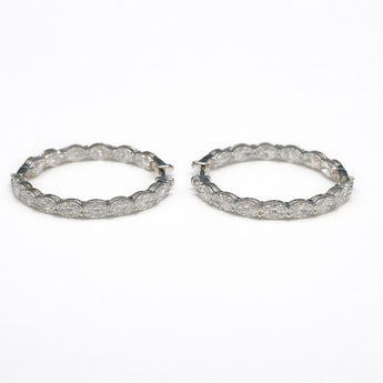 Classic Oval Cut Diamond Eternity Hoop Earrings