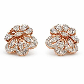 Sparkling Marquise Diamond Flower Studs