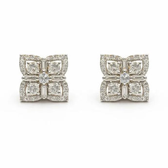 Floral Square Diamond Earrings