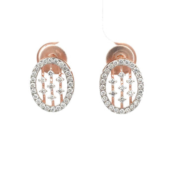 Round Diamond Halo Studs in Rose Gold