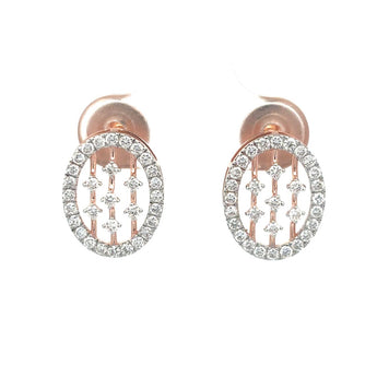 Round Diamond Halo Studs in Rose Gold