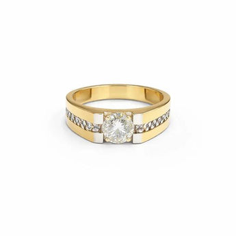 1.1 Carat Round Diamond Men’s Ring in Yellow Gold