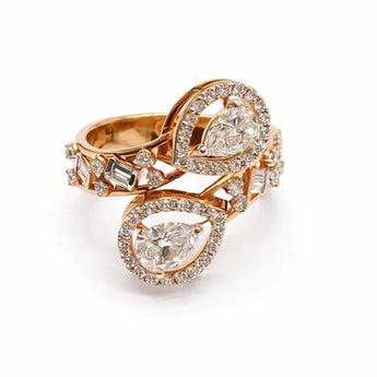 1.24 Carat Round Cut Diamond Halo Gold Statement Ring