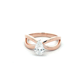 Rose Gold Pear Cut Diamond Solitaire Ring for Women