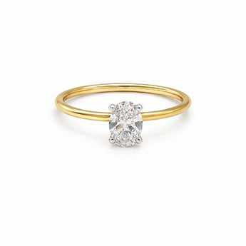 1.030 Diamond Oval Solitaire Engagement Ring with Ultra-Slim Gold Band