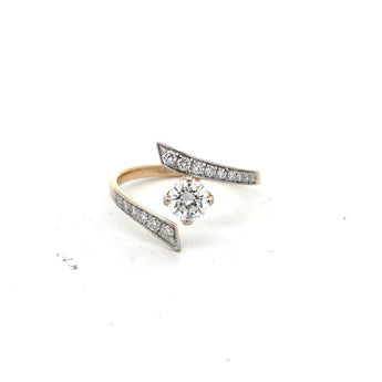 Modern Open-Band Round Diamond Ring